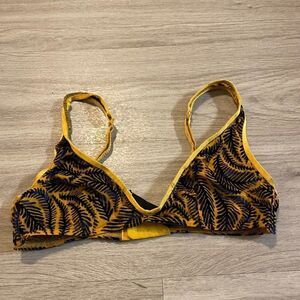 Out from Under UO nylon blend gold sheer velvet like triangle bra size small
